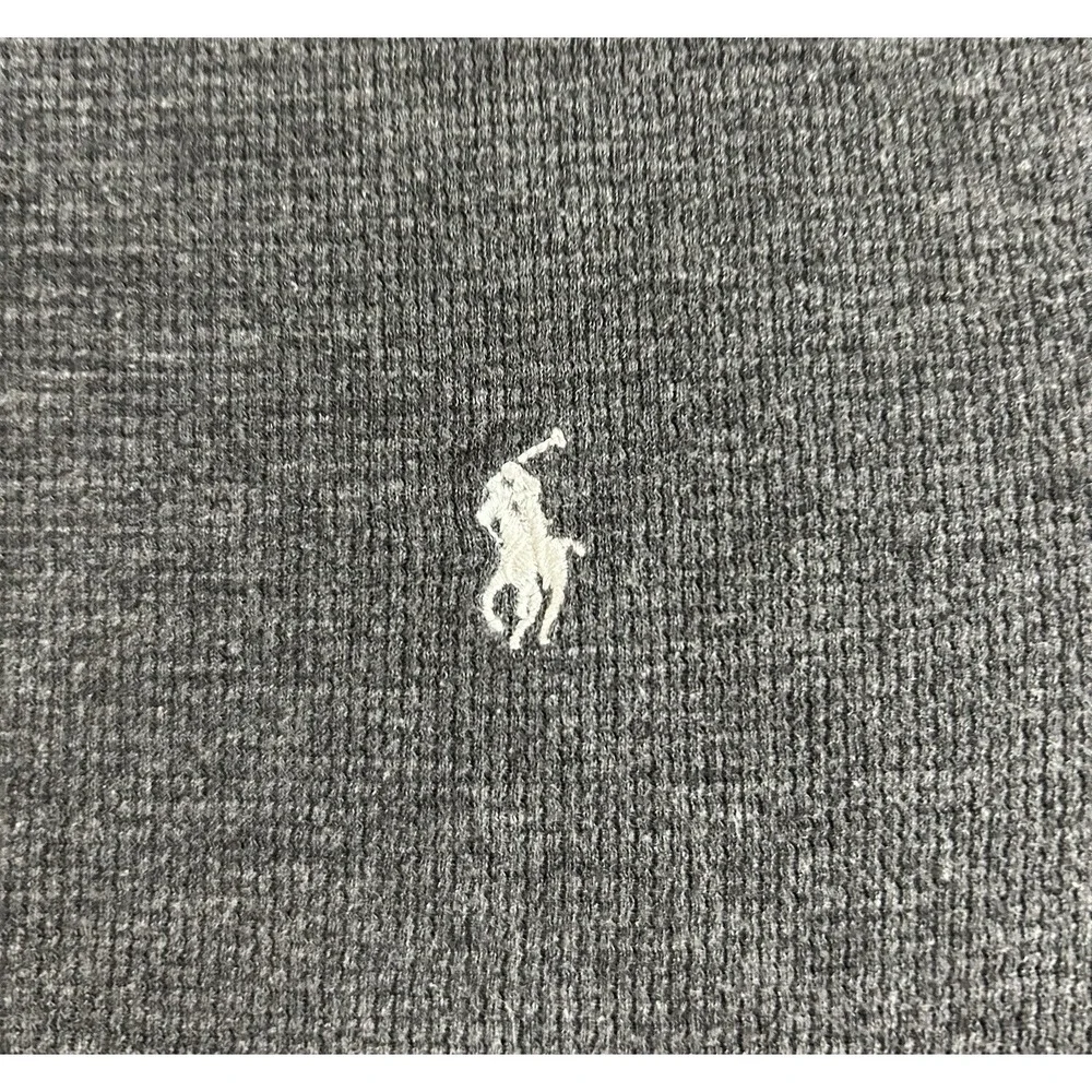 Polo Ralph Lauren Waffle Knit Thermal Crewneck Cotton Long Sleeve Shirt Grey L